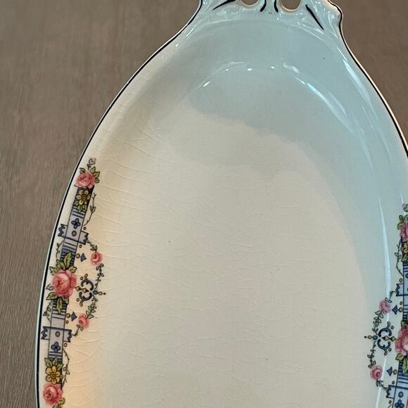 Vintage Mid Century Canonsburg Pottery Co. Oval Serving Plate Floral Made in USA - Picture 6 of 13